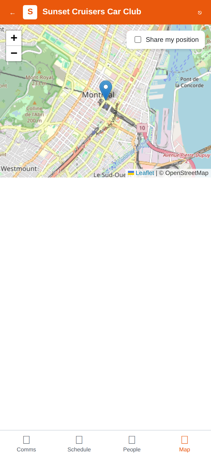 Live map screenshot showing attendees on OpenStreetMap
